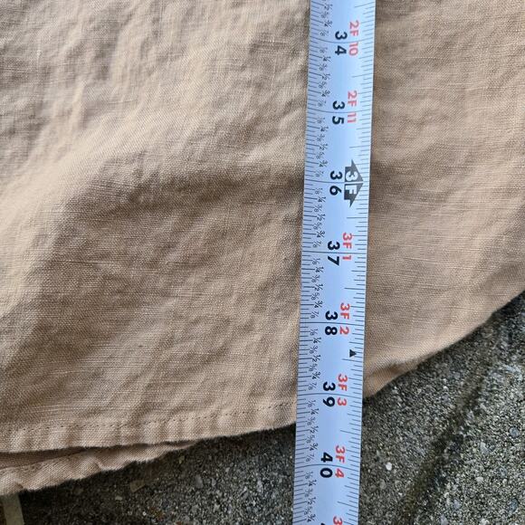 Chico’s Size 2.5, US 14 Linen Short Sleeve Roll Tab Dolman Midi Dress Beige - Picture 6 of 11